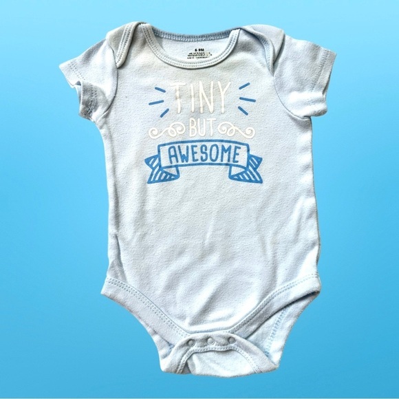 ⭐️ 5 for $25 Set of 2 Blue & White Baby Cotton Onesies Size 6-9 Months - Picture 2 of 9